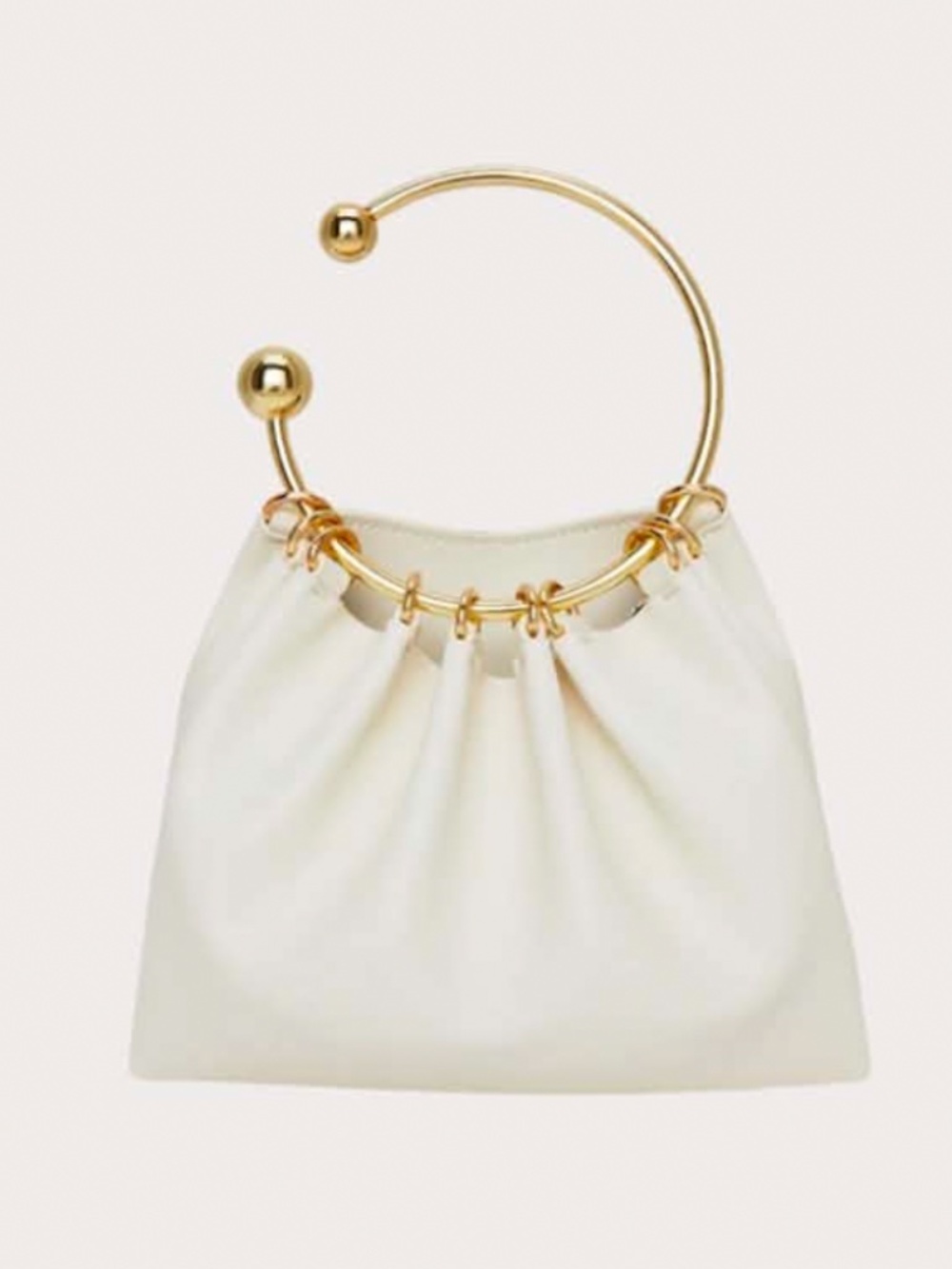Cream/white gold ring handle small purse